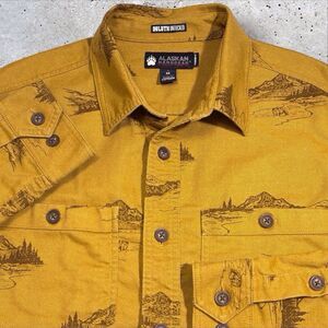 Alaskan Hardgear Flannel Shirt Mens Medium Mountain AOP Long Sleeve Button